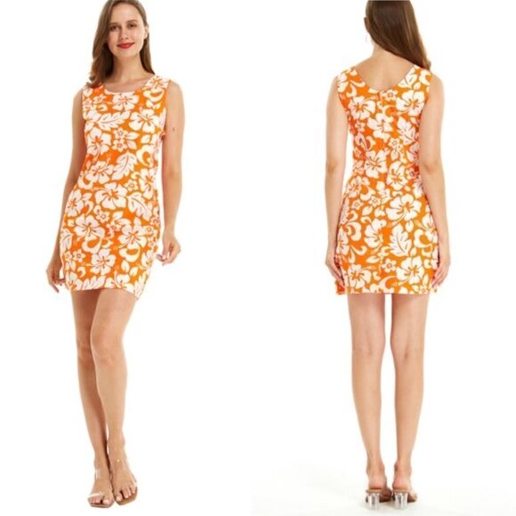 Hawaiian Mini Dress Orange Floral - Picture 2 of 12